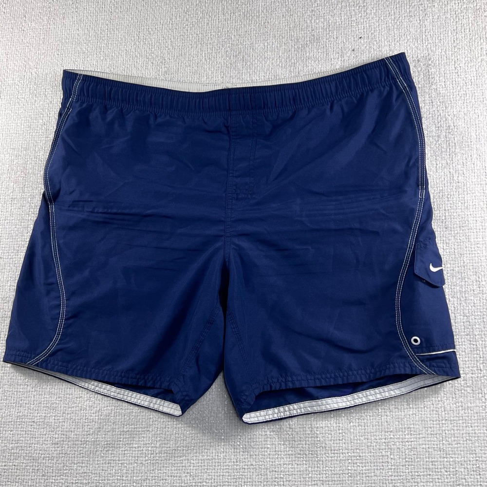 Nike Men's Swim Trunks Navy Blue Board Shorts Size Large‎ L Elastic Waist